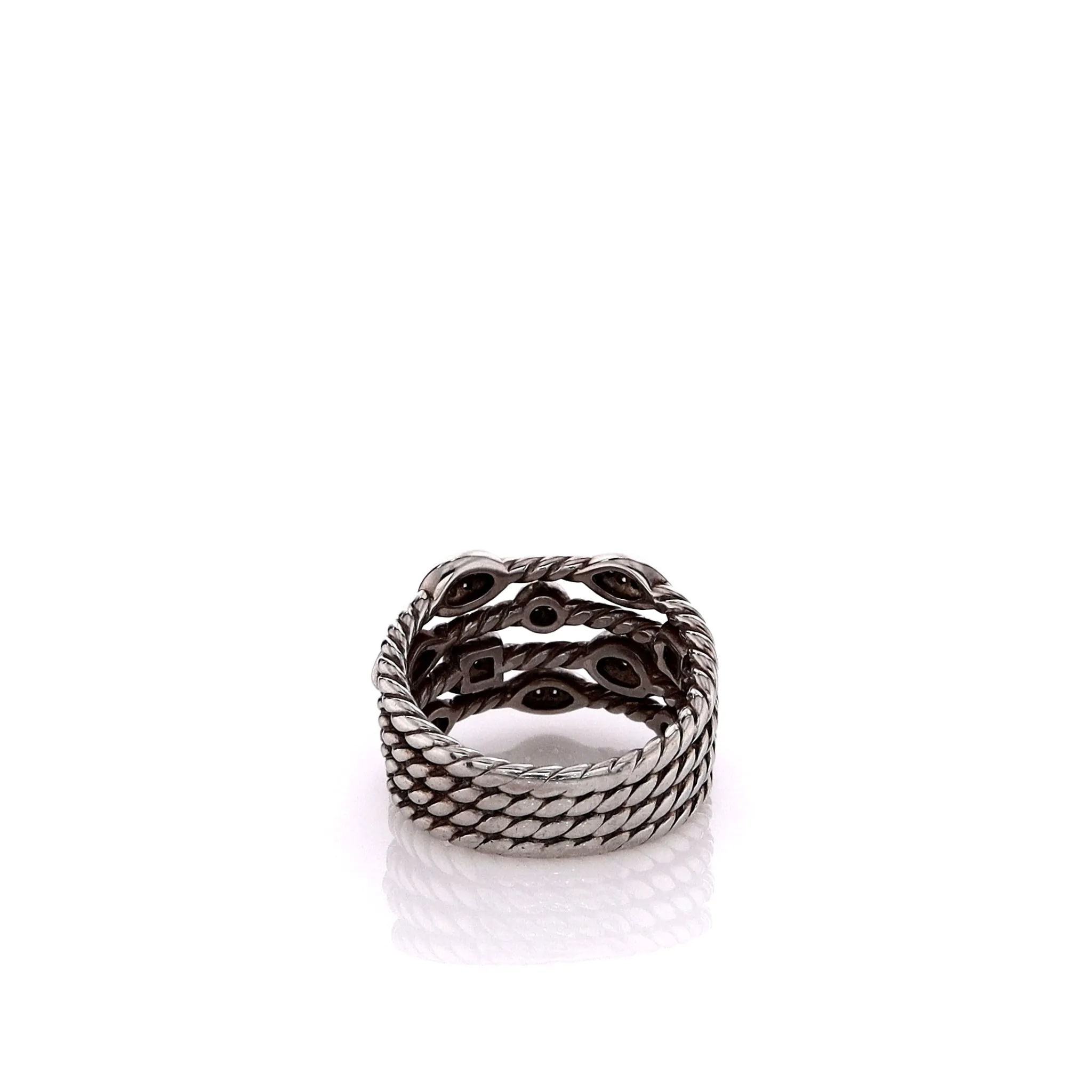 Estate David Yurman Sterling Silver 4 Row Diamond Confetti Ring
