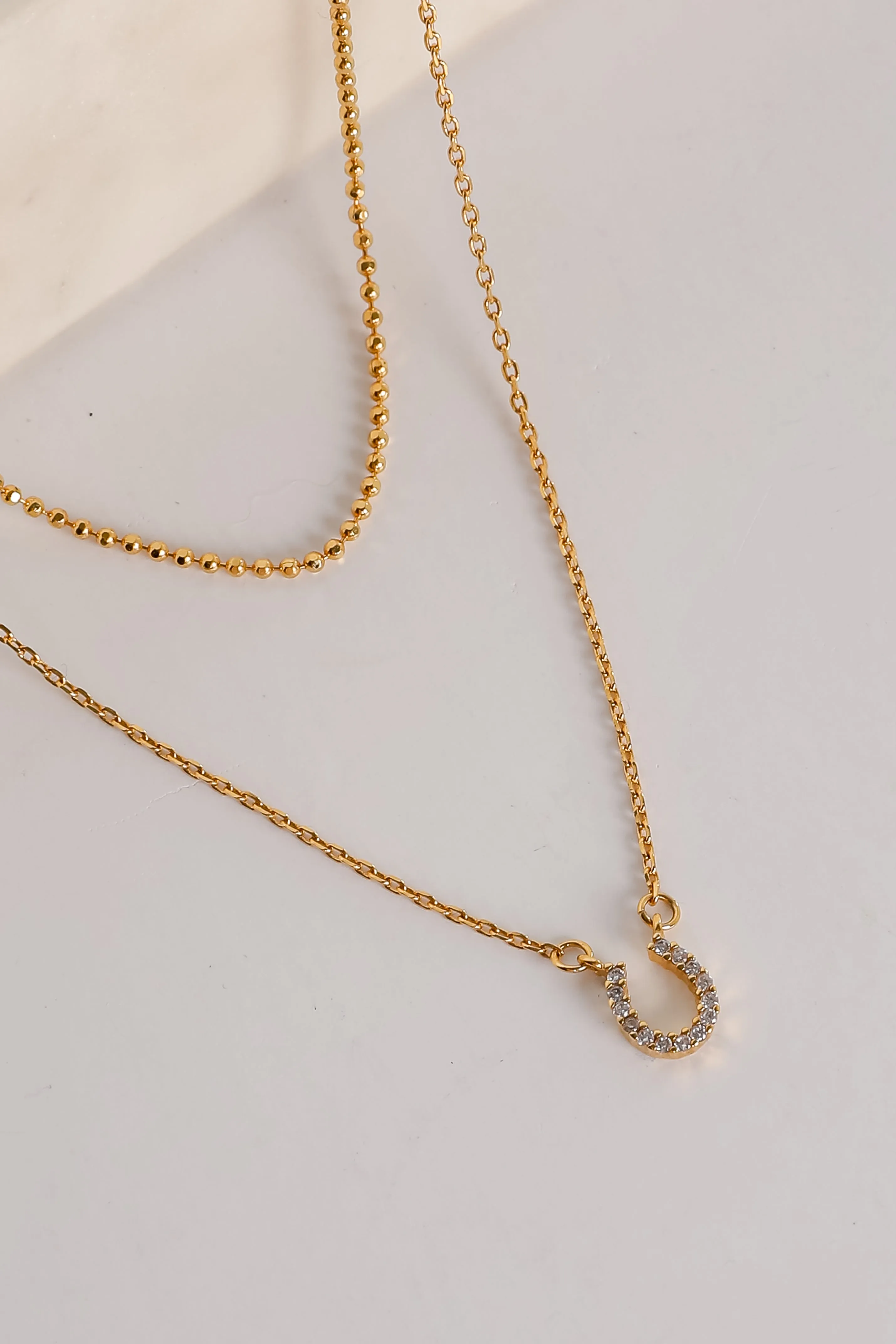 Gabby Gold Horseshoe Charm Necklace