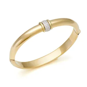 Gold & Pav?? Diamond Center Hinged Bangle