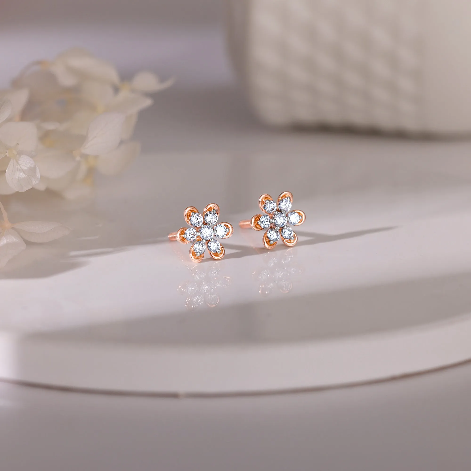 Gold Blossom Burst Diamond Earrings