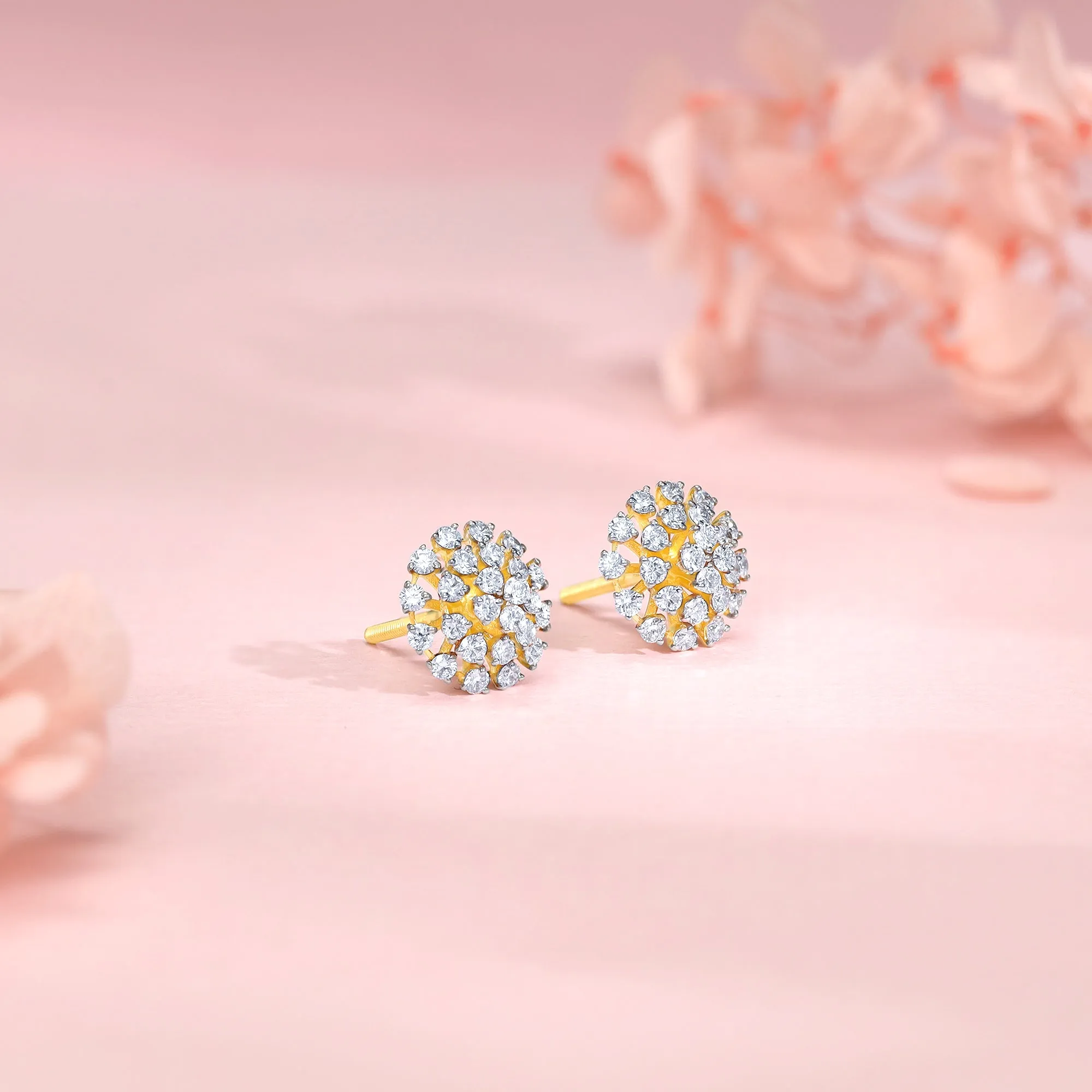 Gold Dandelion Whisper Diamond Earrings
