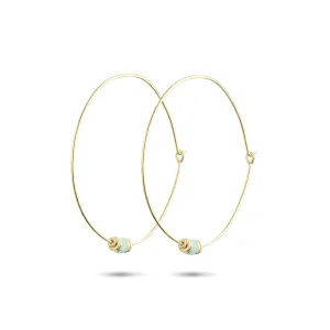 Gold earrings 18k yellow gold assembled with amazonite