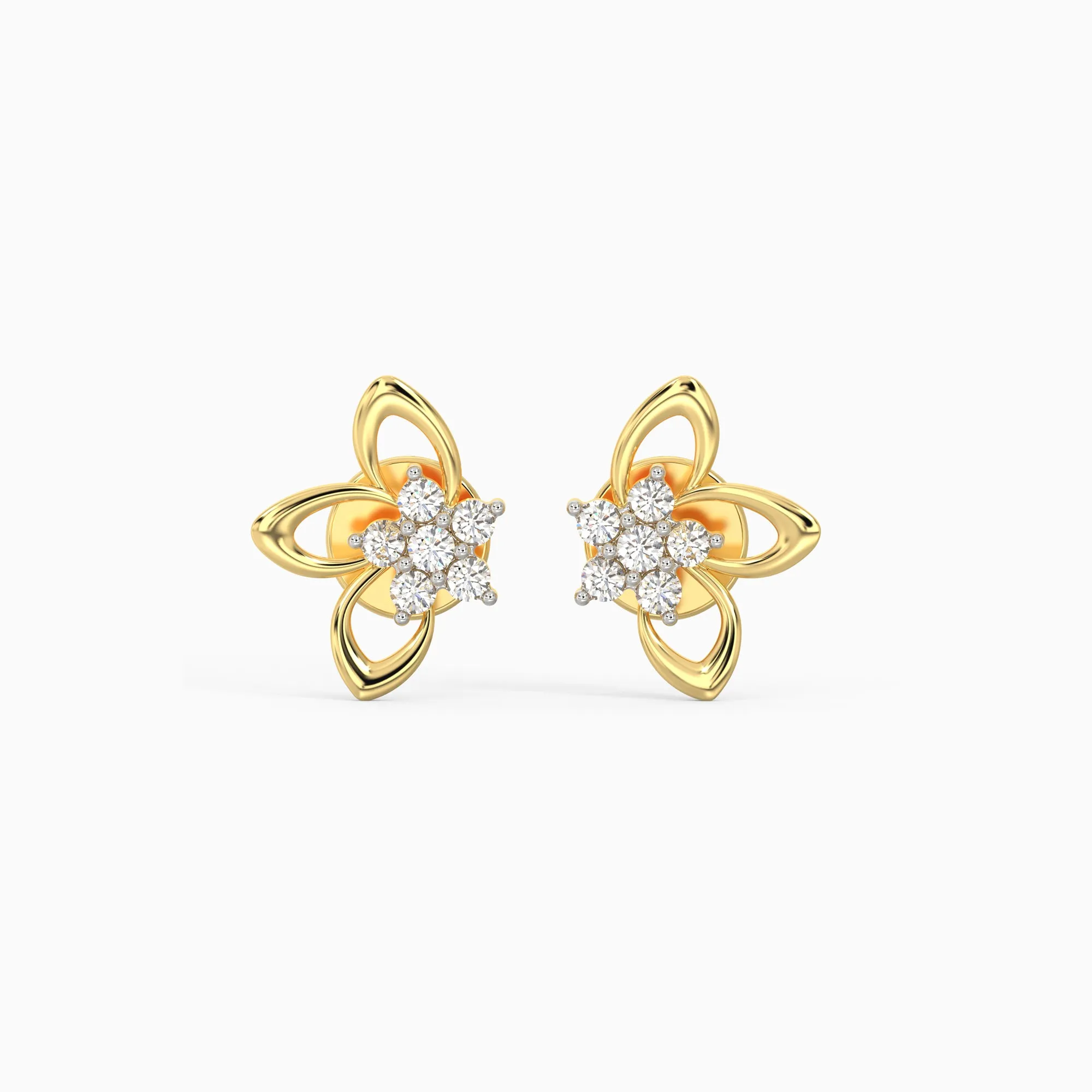 Gold Floral Impressions Diamond Earrings