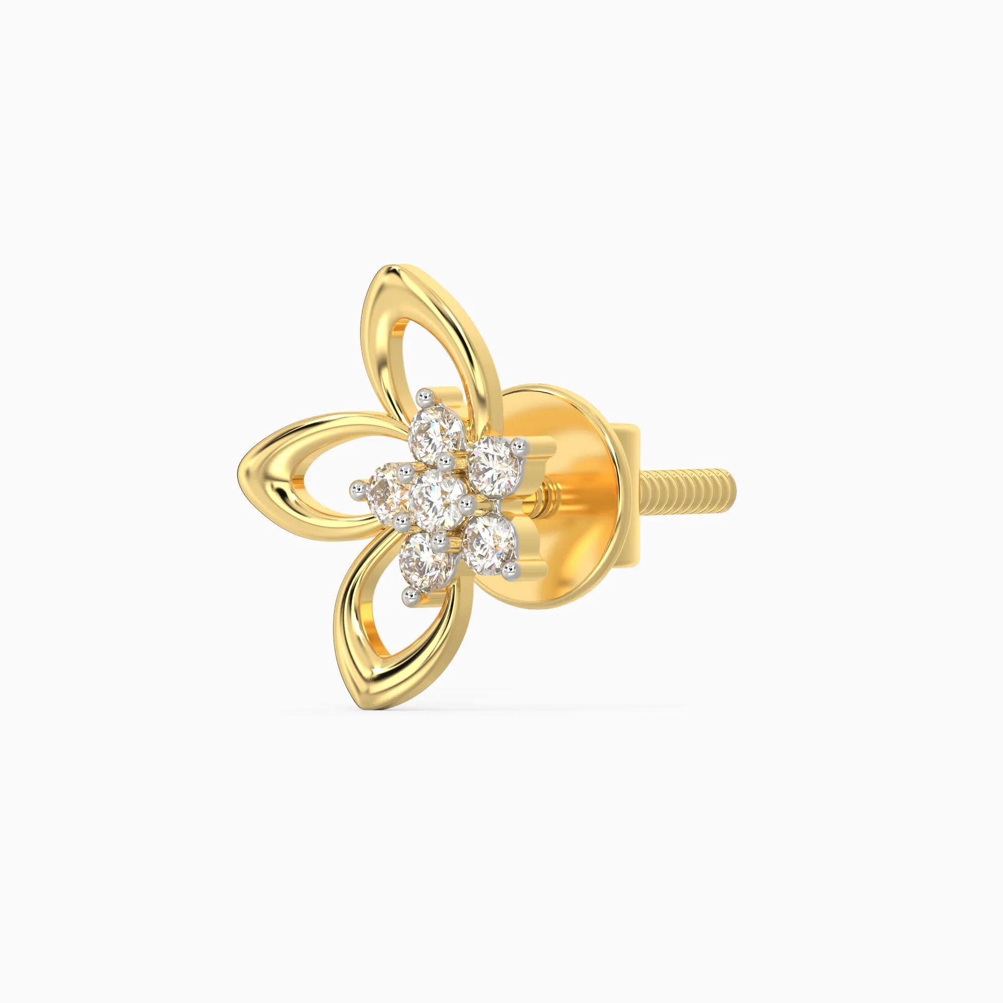 Gold Floral Impressions Diamond Earrings