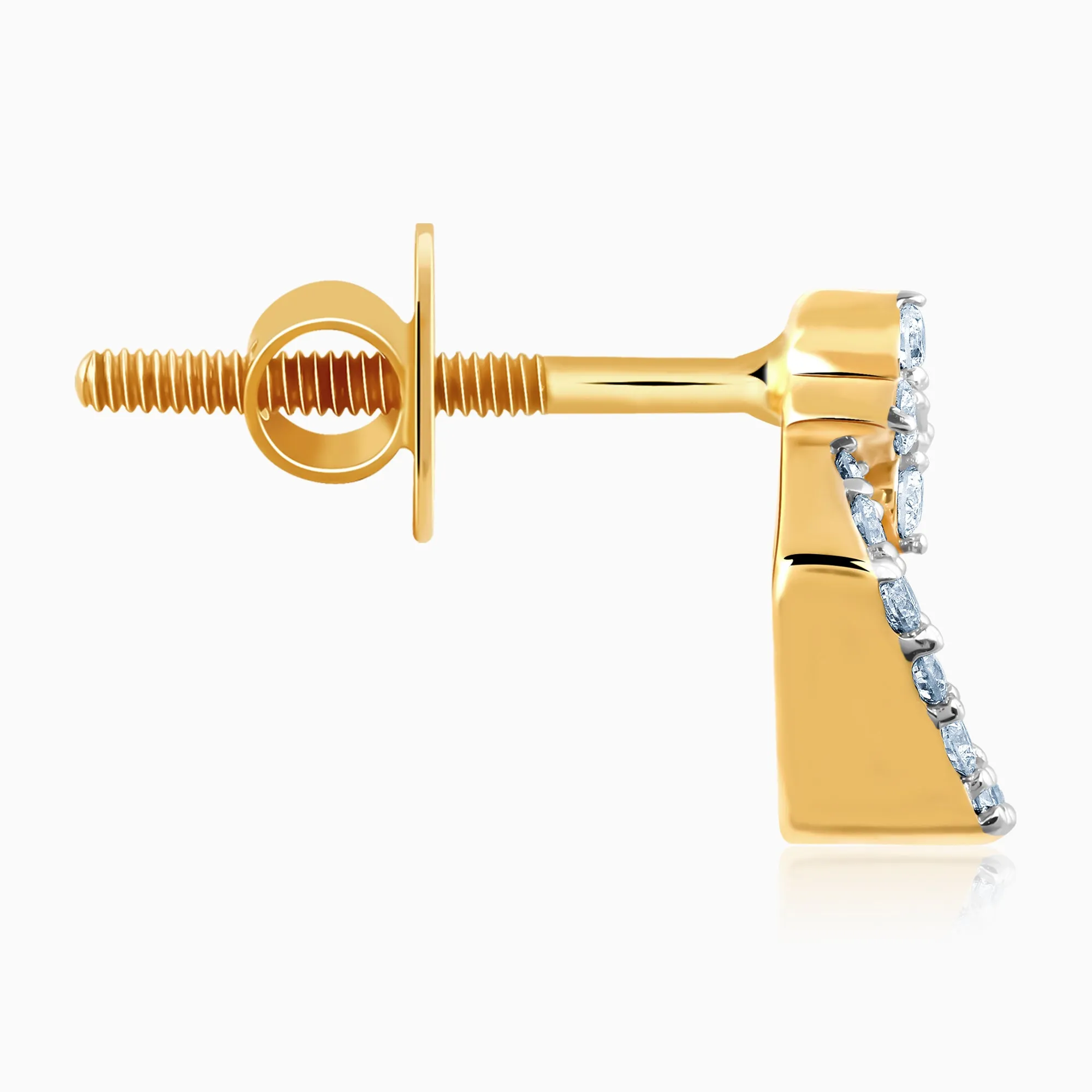 Gold Polygon Charm Diamond Earrings