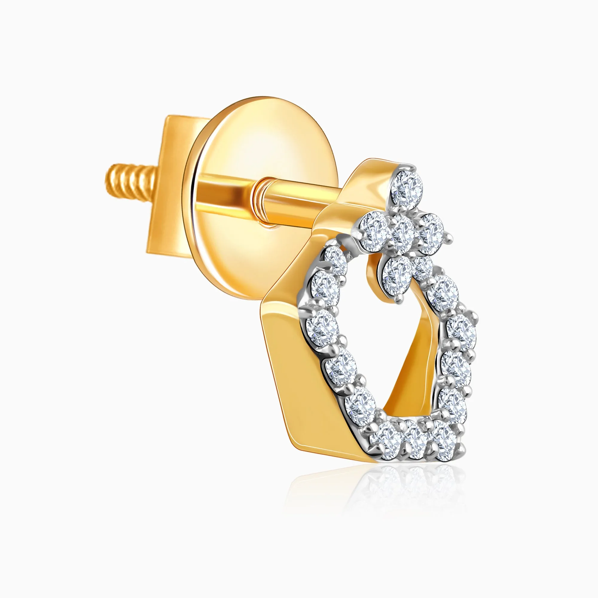 Gold Polygon Charm Diamond Earrings
