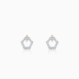 Gold Polygon Charm Diamond Earrings