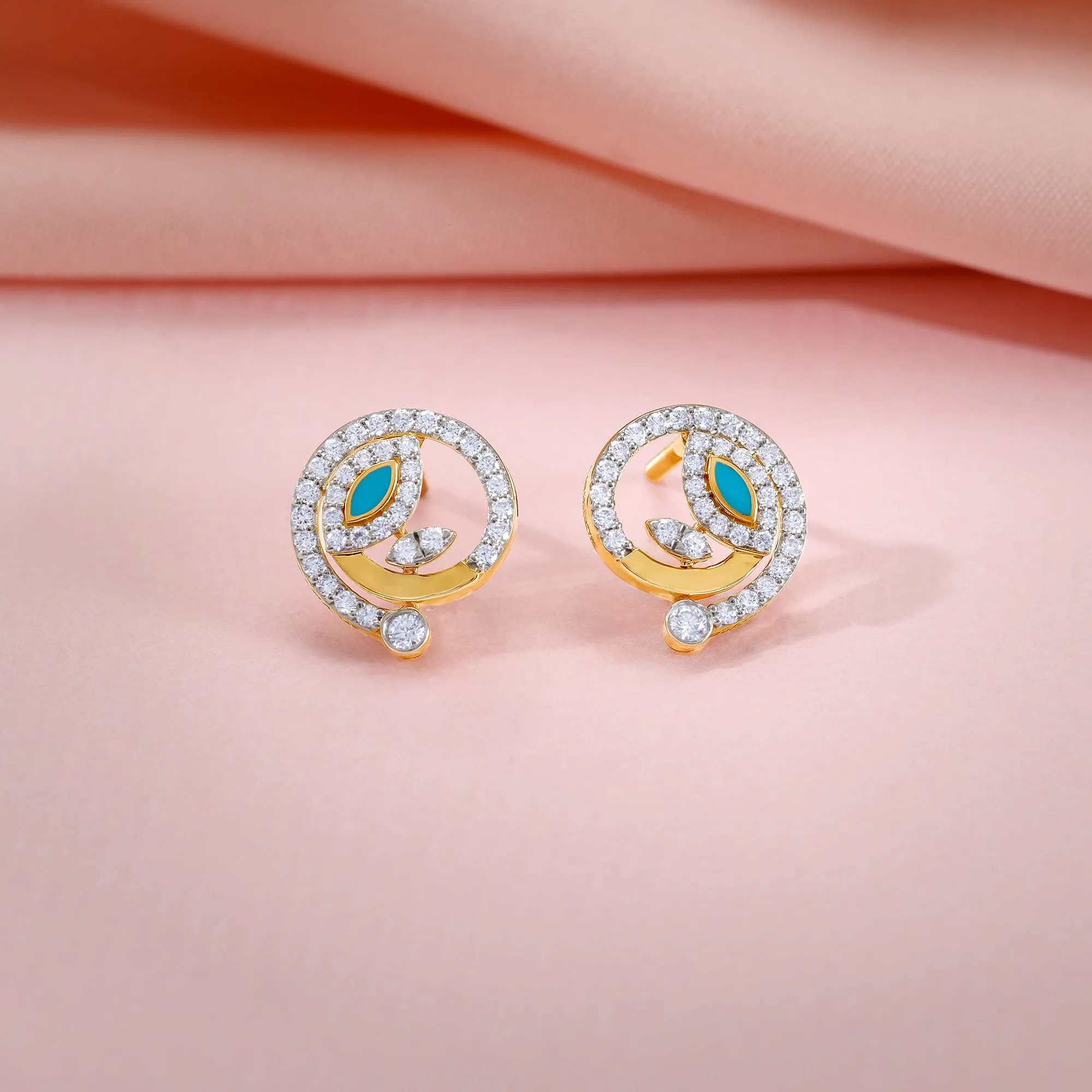 Gold Sparkling Netra Diamond Studs