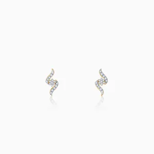 Gold Wavy Chakra Diamond Earrings
