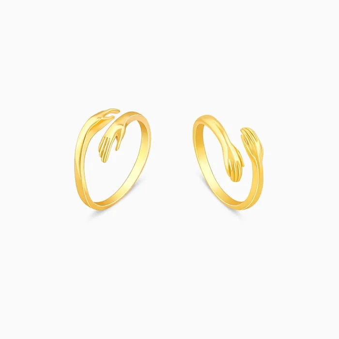 Golden Hug Me More Couple Rings