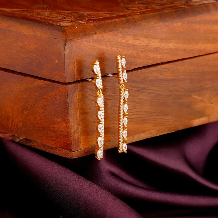 Golden Zircon Straight Earrings