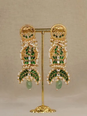 Green Color Gold Plated Mishr Earrings - MR-E299GR