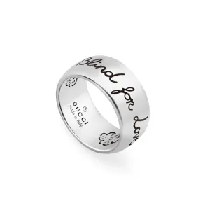 Gucci Blind For Love Sterling Silver Engraved 9mm Ring D