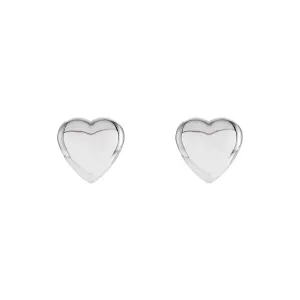 Heart Stud Earrings in White Gold