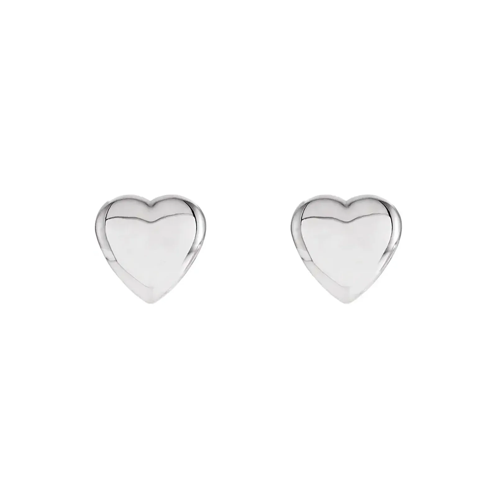 Heart Stud Earrings in White Gold