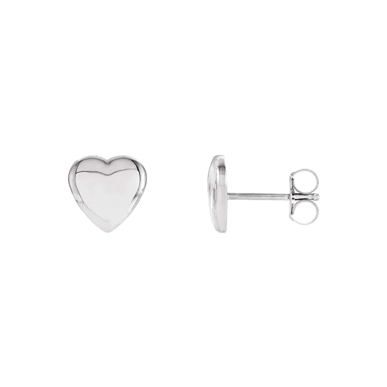 Heart Stud Earrings in White Gold