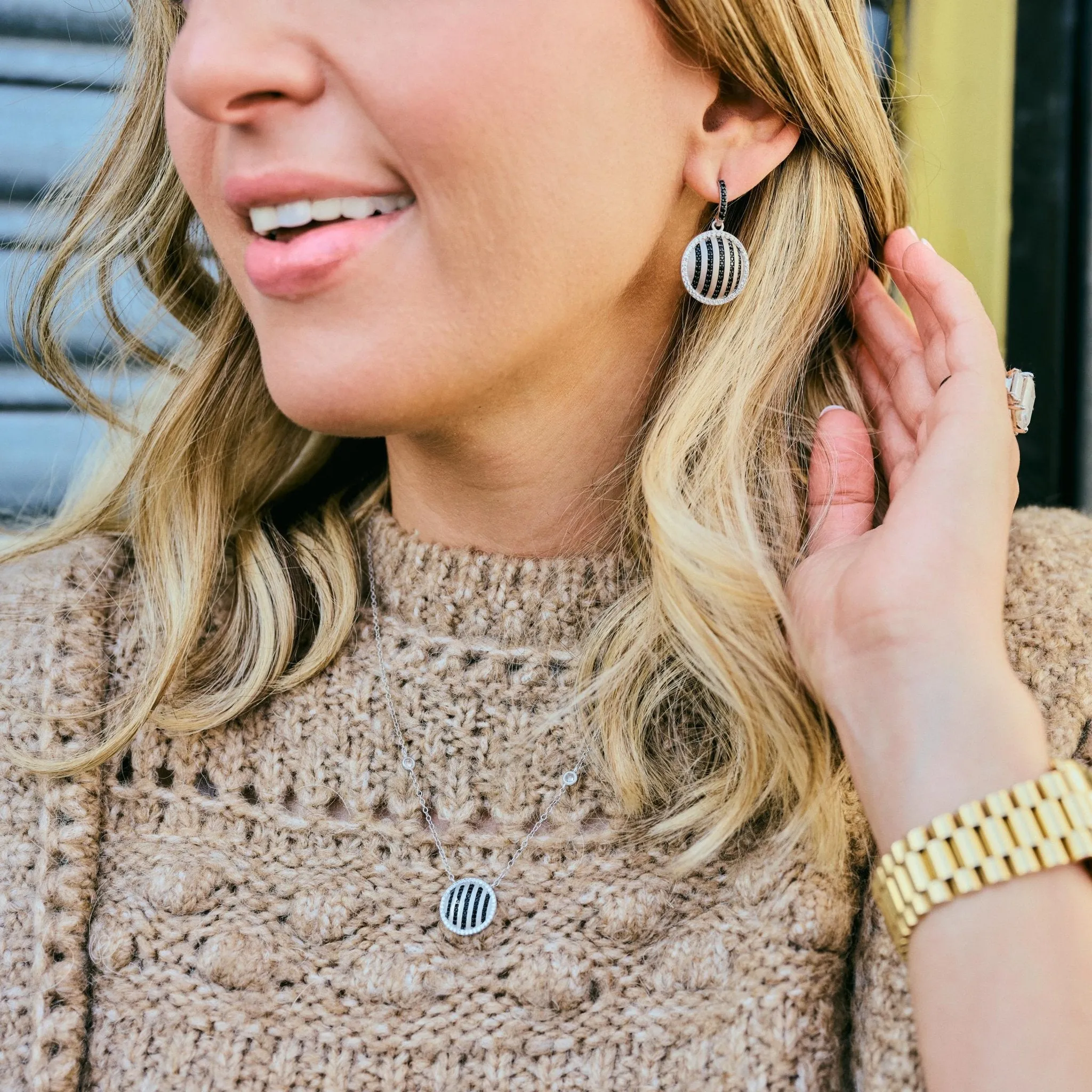 Industrial Finish Pav?? Grit Disc Earrings