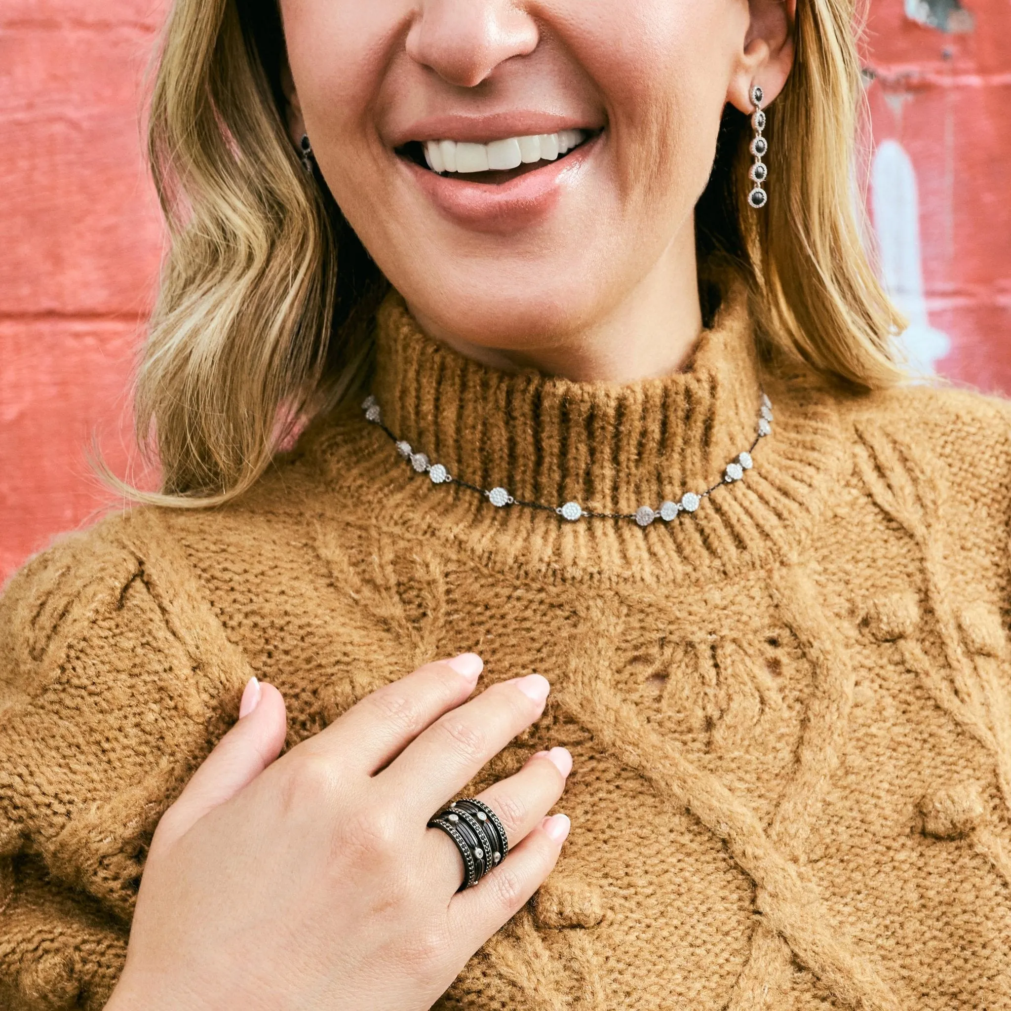 Industrial Finish Pav?? Grit Drop Earrings