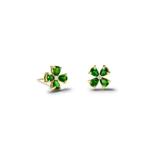 Klover Small Earrings Yellow Gold - Chrome Diopside & Diamond