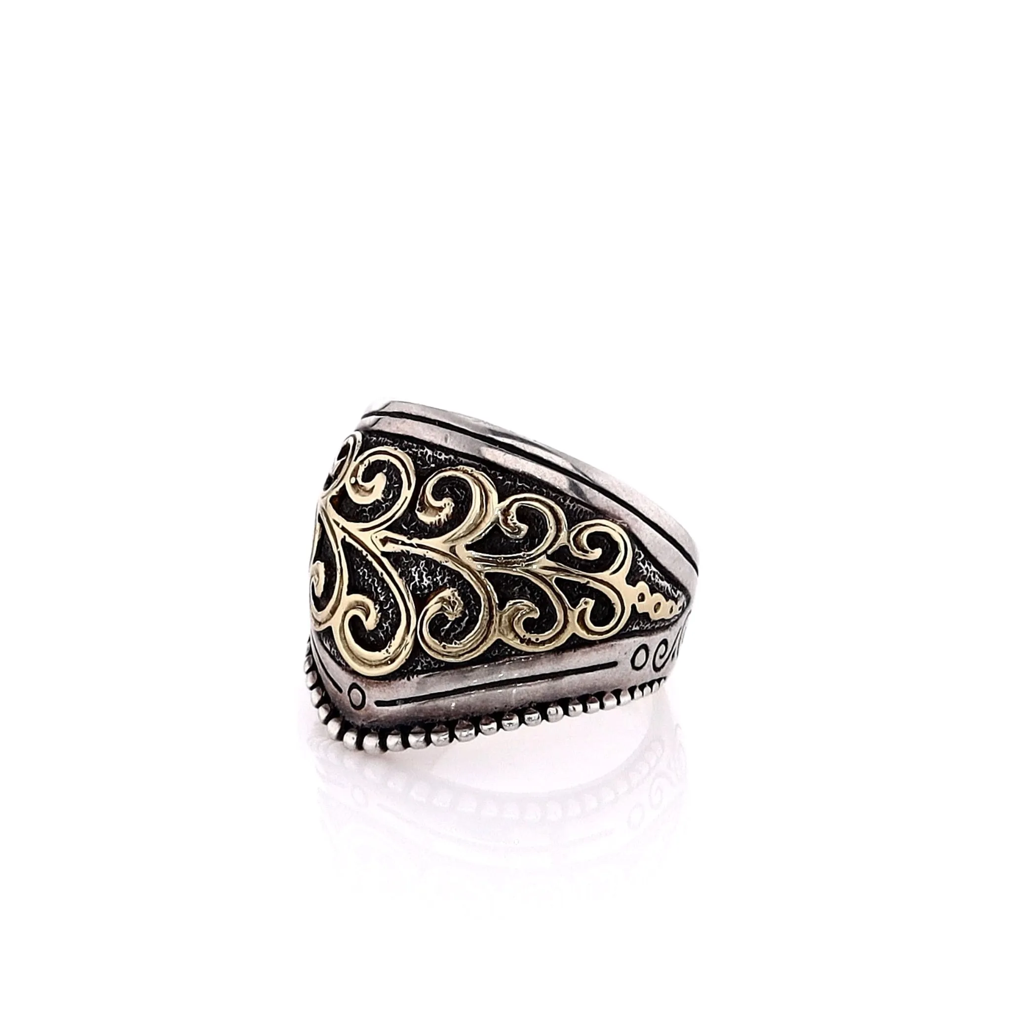 Konstantino 18k Yellow Gold Sterling Silver Wide Band Ring