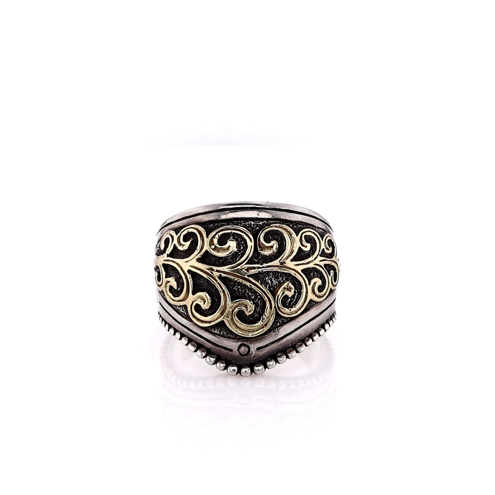 Konstantino 18k Yellow Gold Sterling Silver Wide Band Ring