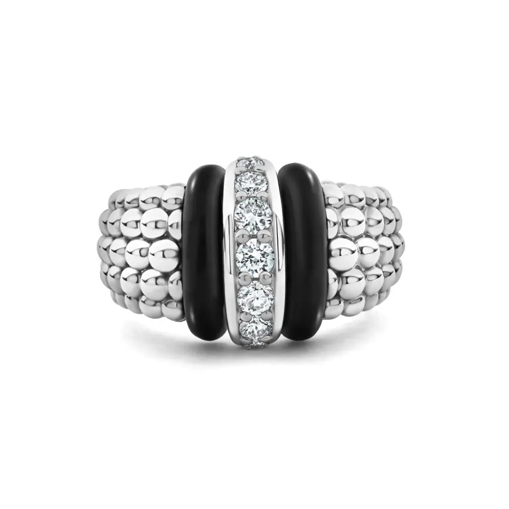 Lagos Black Caviar Ceramic Diamond Ring