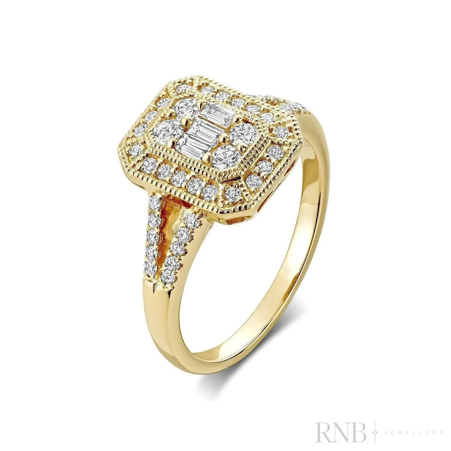 Large Illusion Emerald Shape Diamond Ring