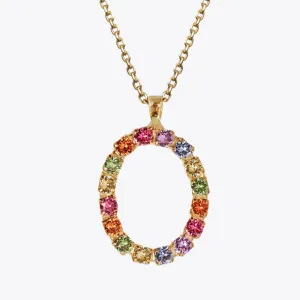Letter Necklace O / Rainbow Combo