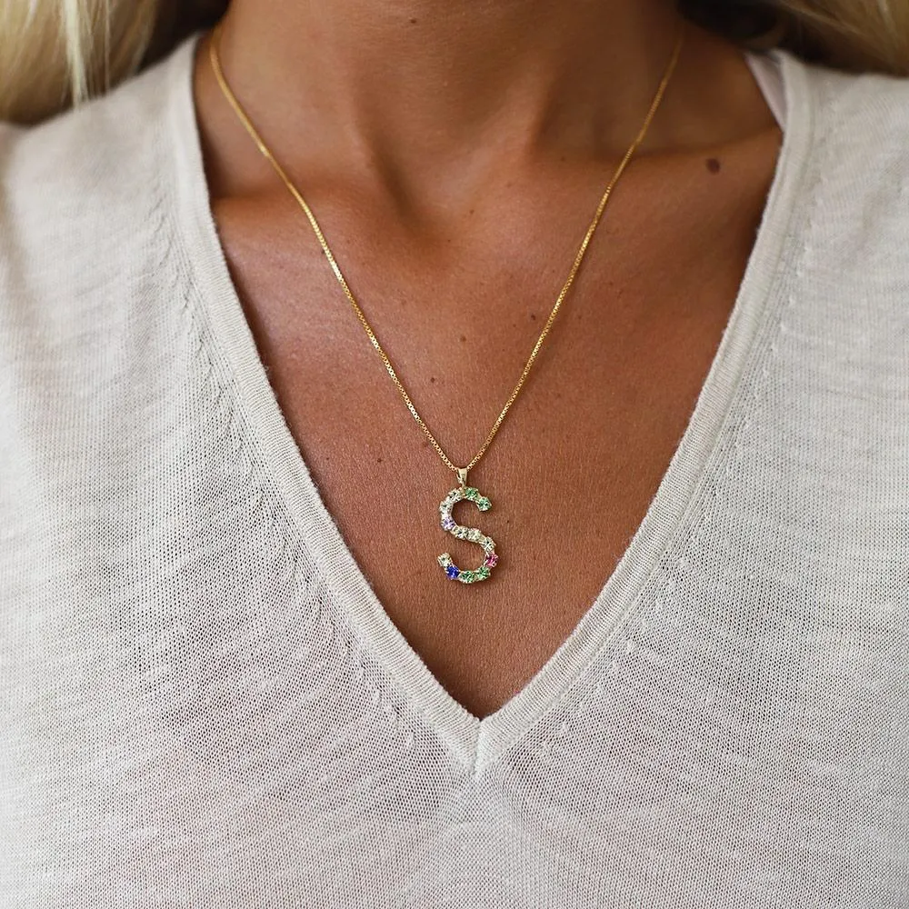 Letter Necklace S / Rainbow Combo