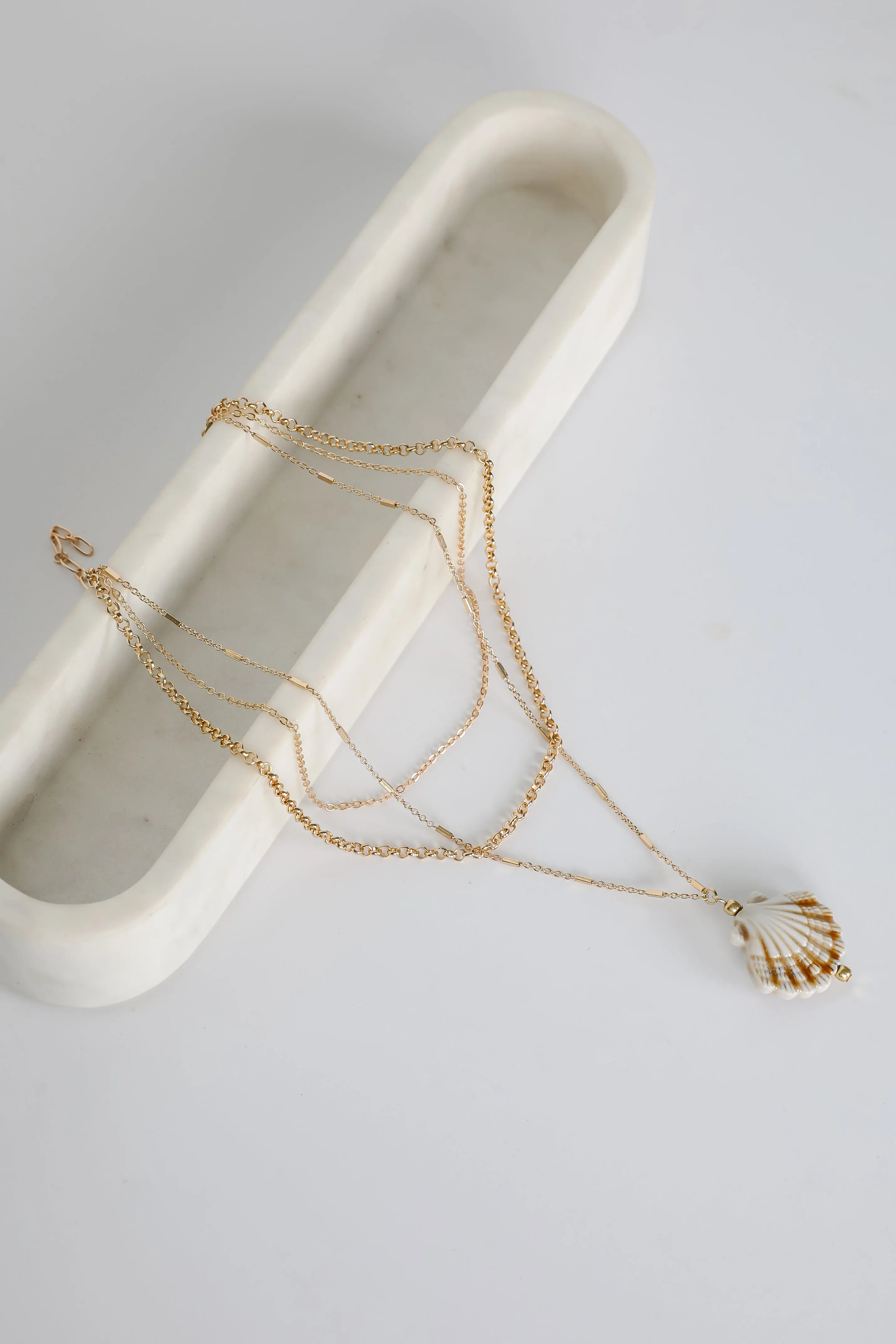 Marina Gold Layered Seashell Charm Necklace