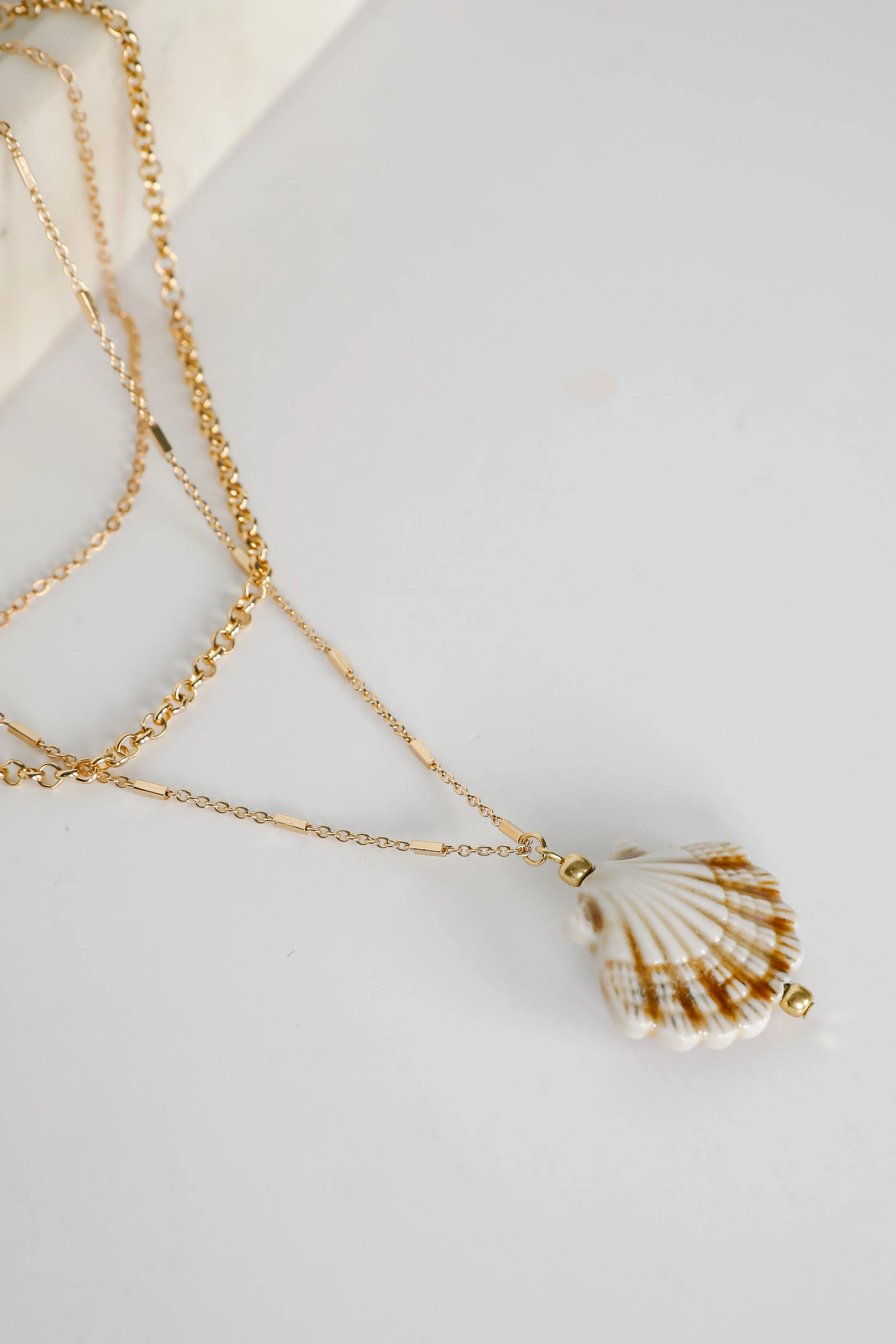 Marina Gold Layered Seashell Charm Necklace