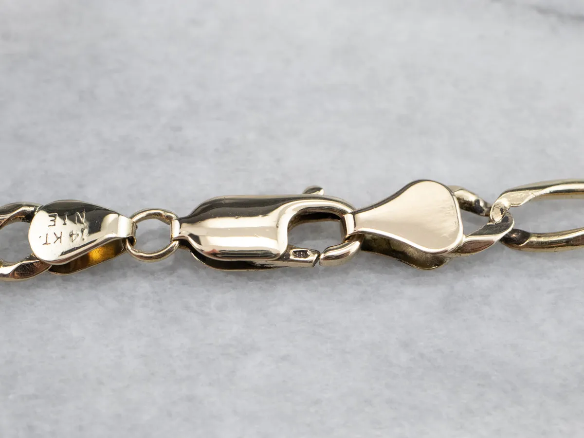 Men's 14K Gold Figaro Chain Bracelet