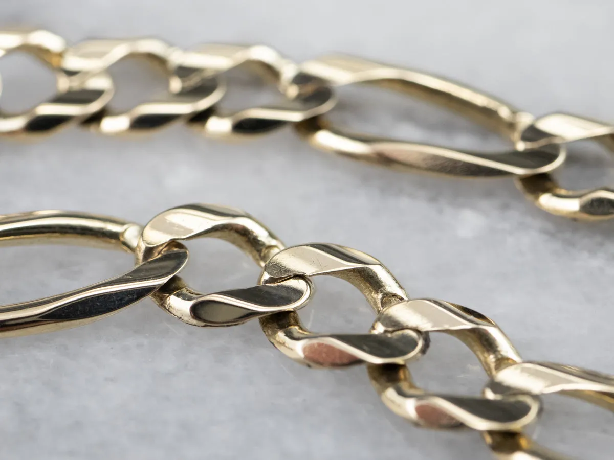 Men's 14K Gold Figaro Chain Bracelet