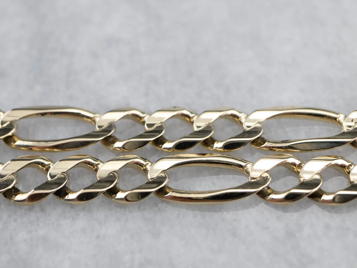 Men's 14K Gold Figaro Chain Bracelet