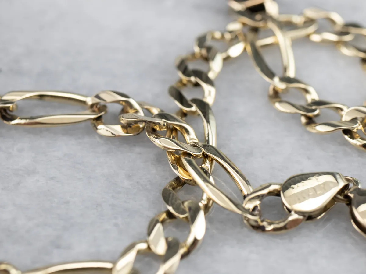 Men's 14K Gold Figaro Chain Bracelet