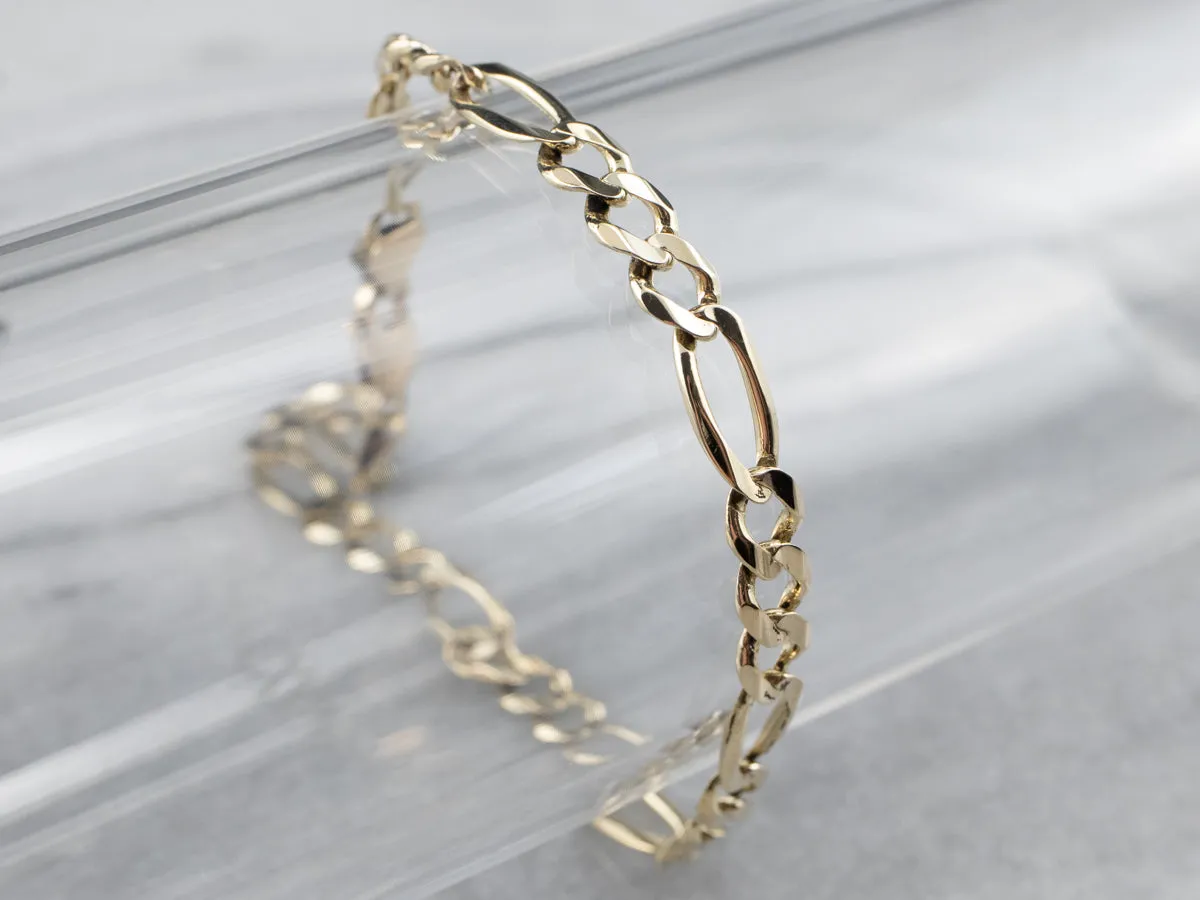 Men's 14K Gold Figaro Chain Bracelet