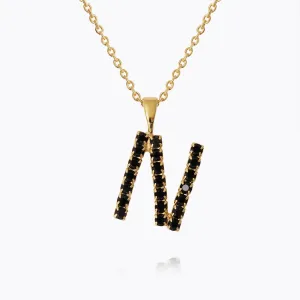 Mini Letter Necklace N / Black