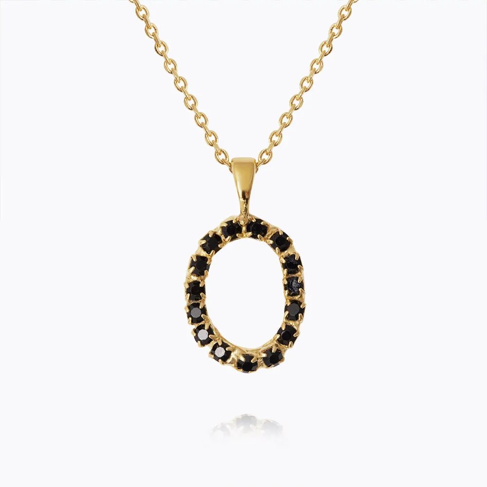 Mini Letter Necklace O / Black