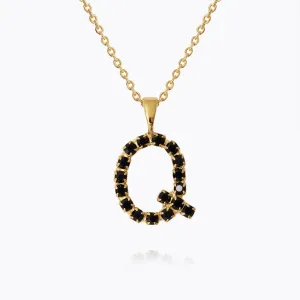 Mini Letter Necklace Q / Black