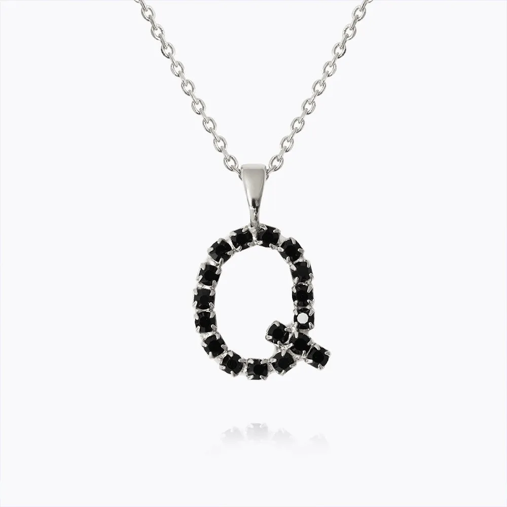 Mini Letter Necklace Q / Black