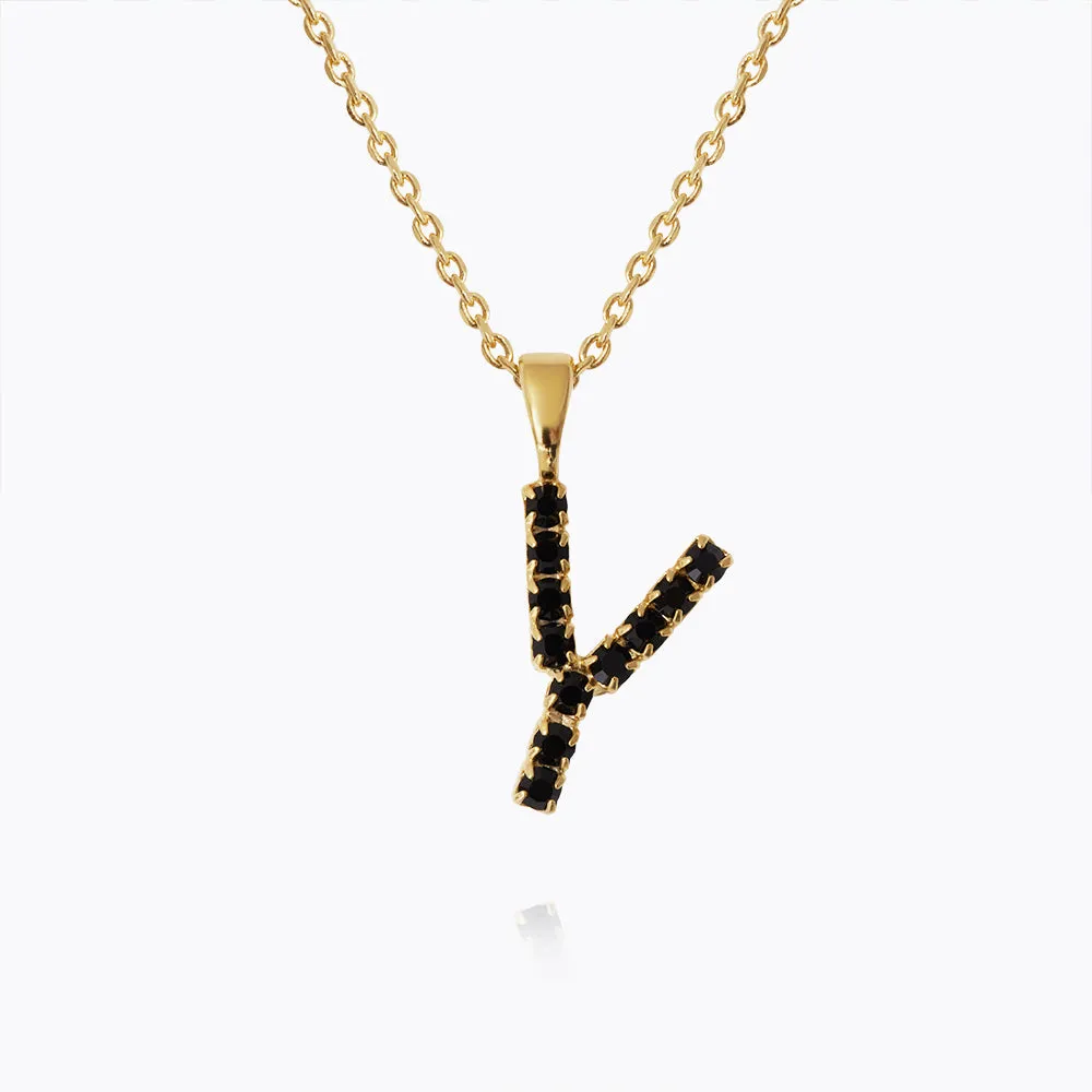 Mini Letter Necklace Y / Black