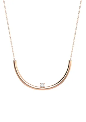 Moon 18K Rosegold Necklace w. Lab-Grown Diamond
