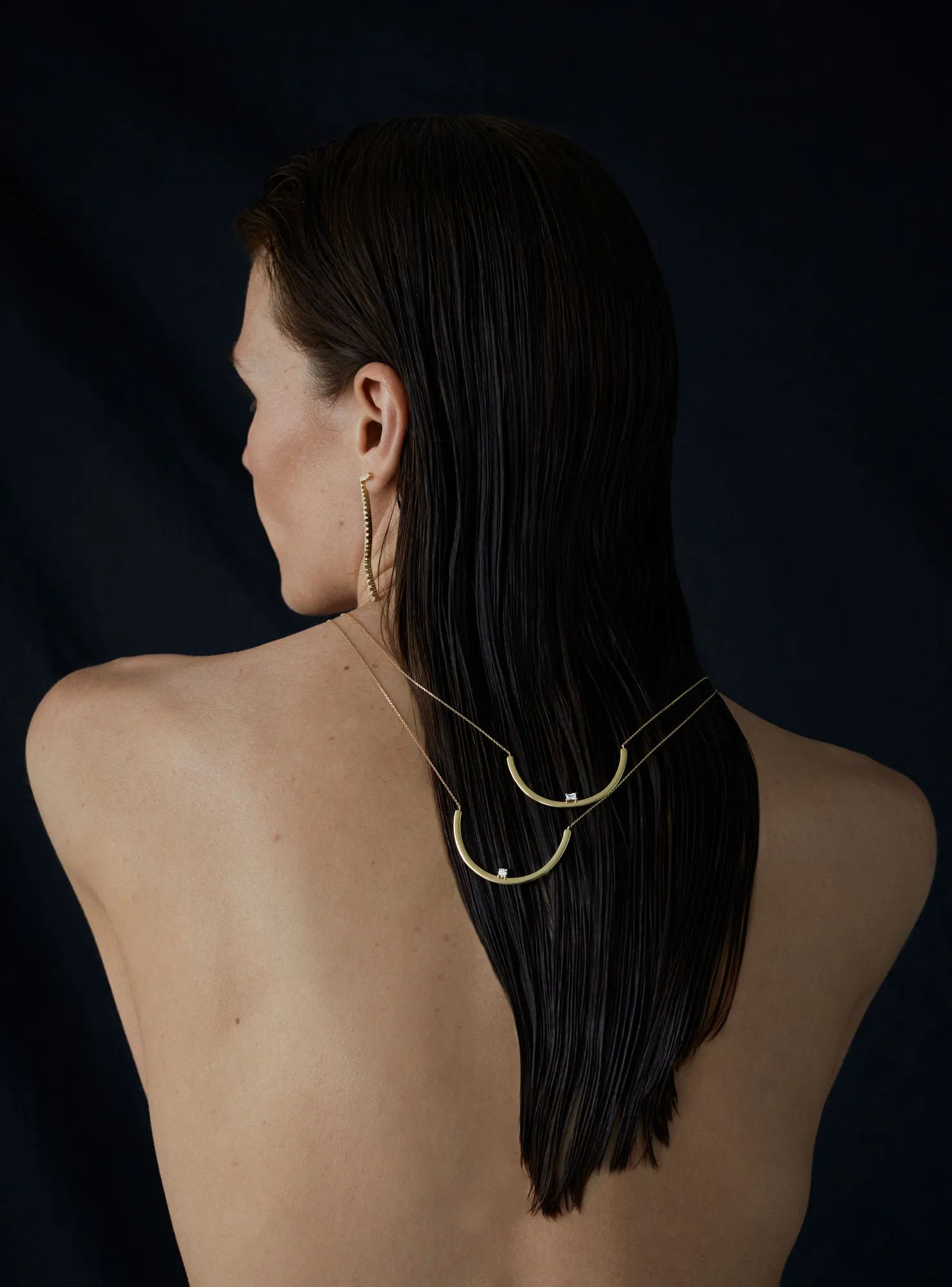 Moon 18K Whitegold Necklace w. Lab-Grown Diamond