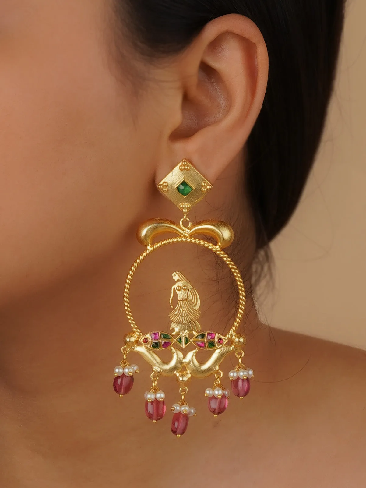 Multicolor Gold Plated Mishr Earrings - MR-E143C
