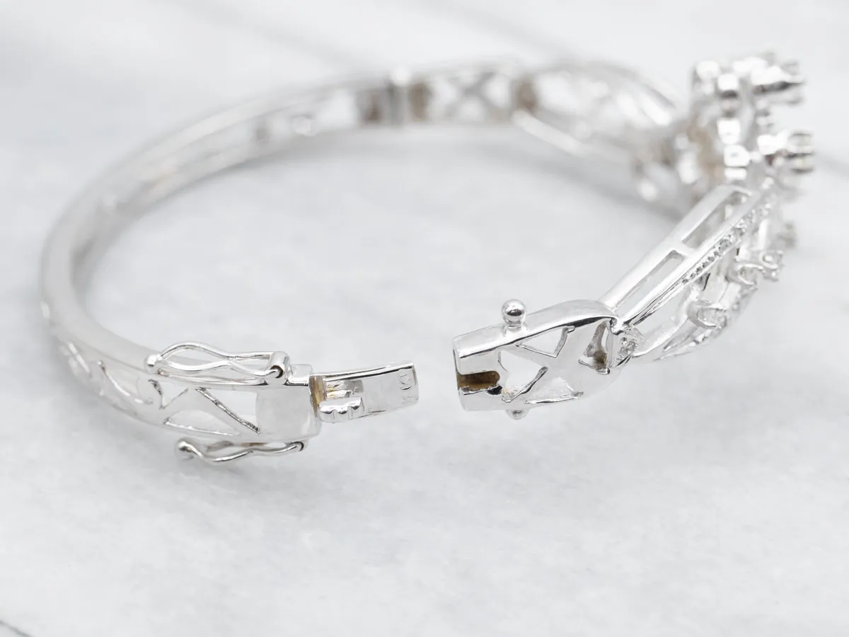 Old Hollywood Diamond Encrusted 1950s Bangle Bracelet