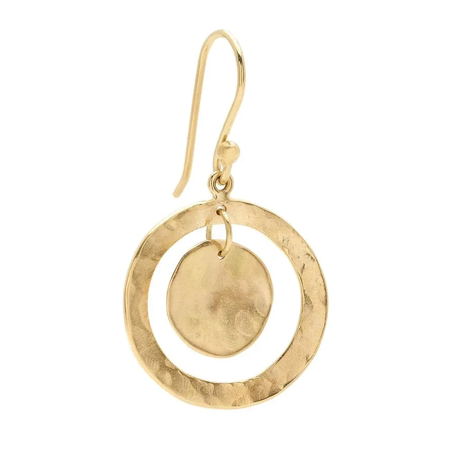 Open Hammered Double Disc Earrings