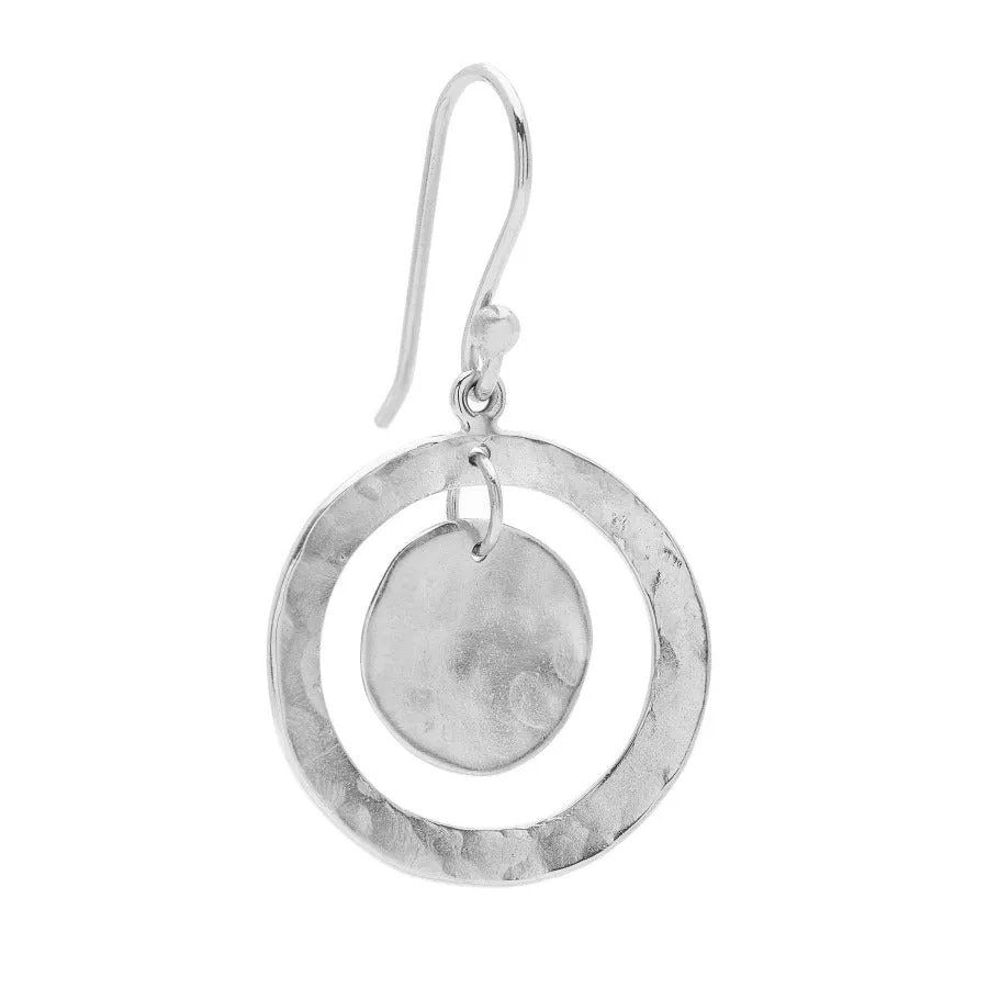 Open Hammered Double Disc Earrings