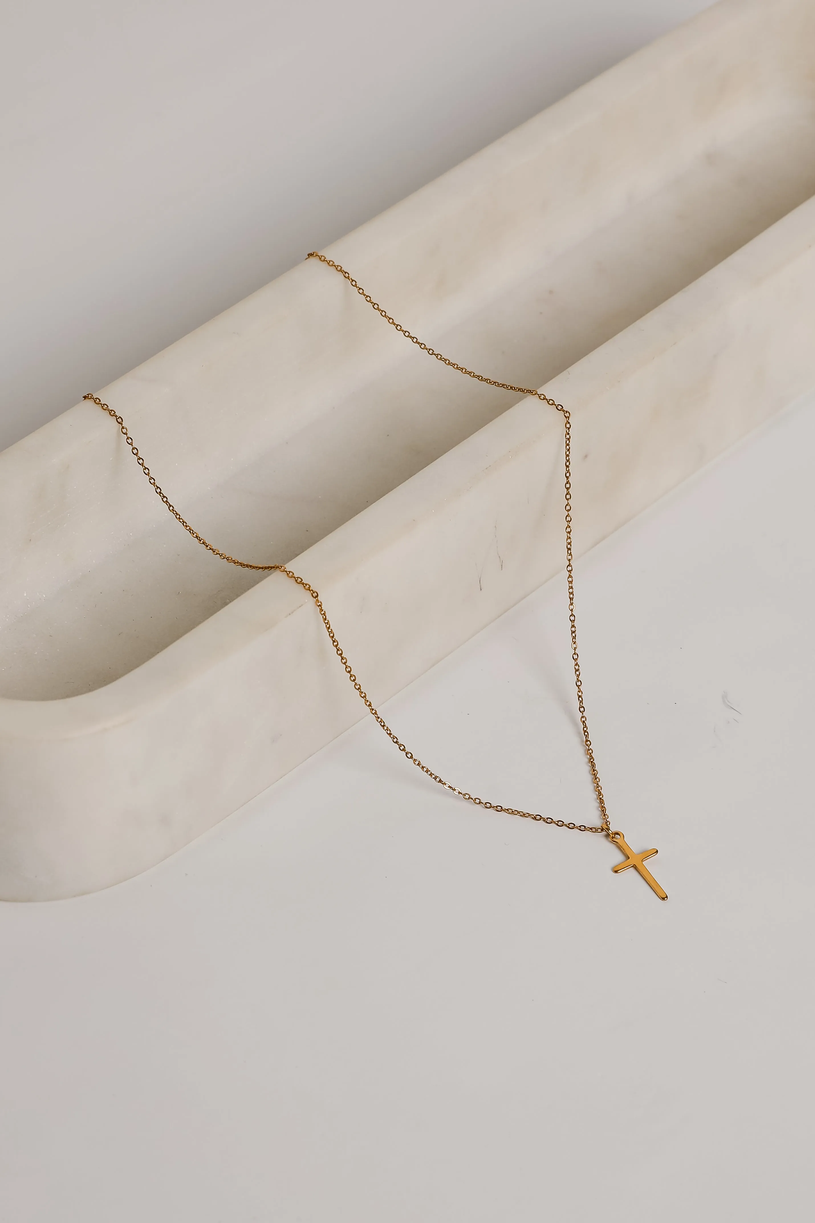 Paisley Gold Cross Charm Necklace