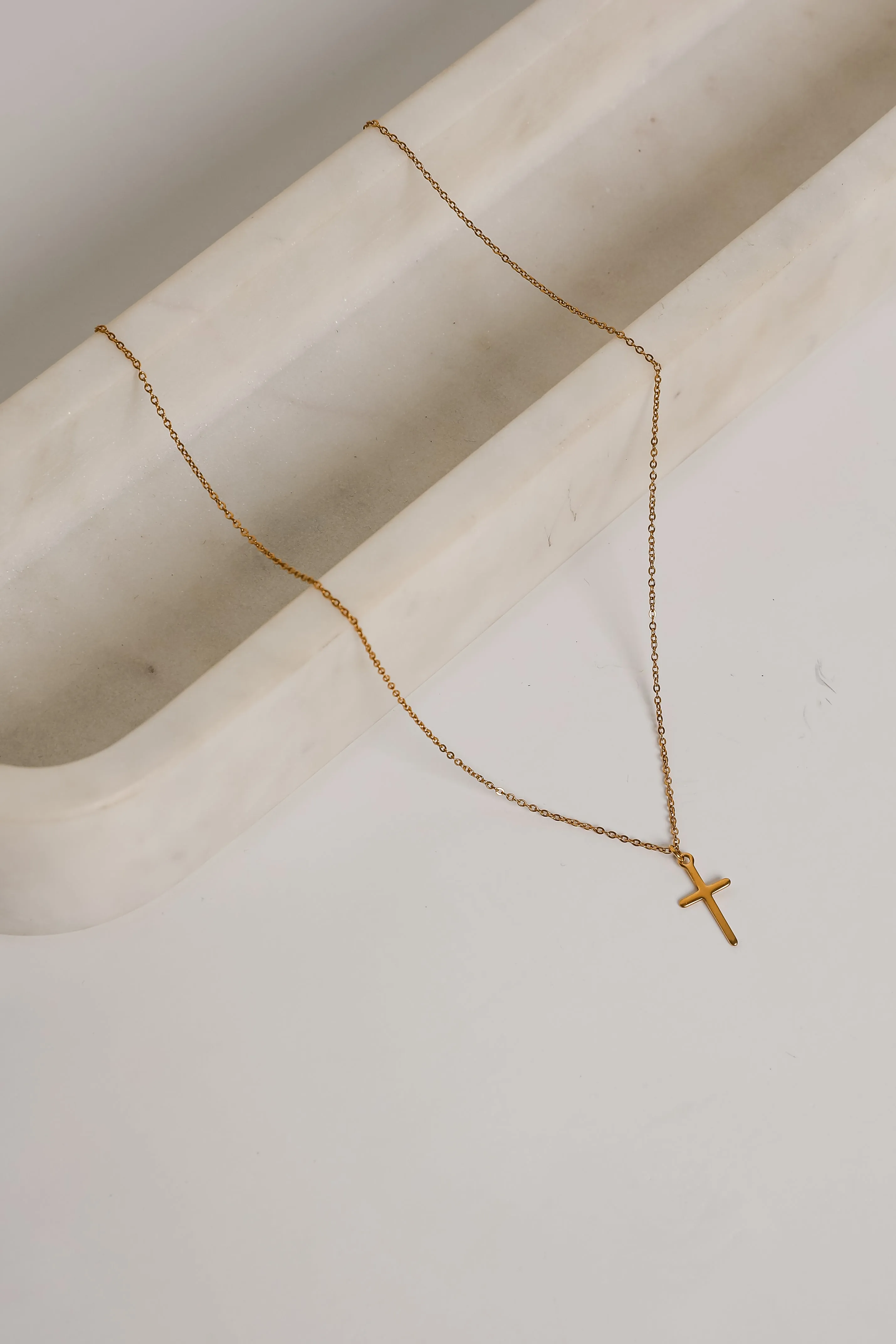 Paisley Gold Cross Charm Necklace