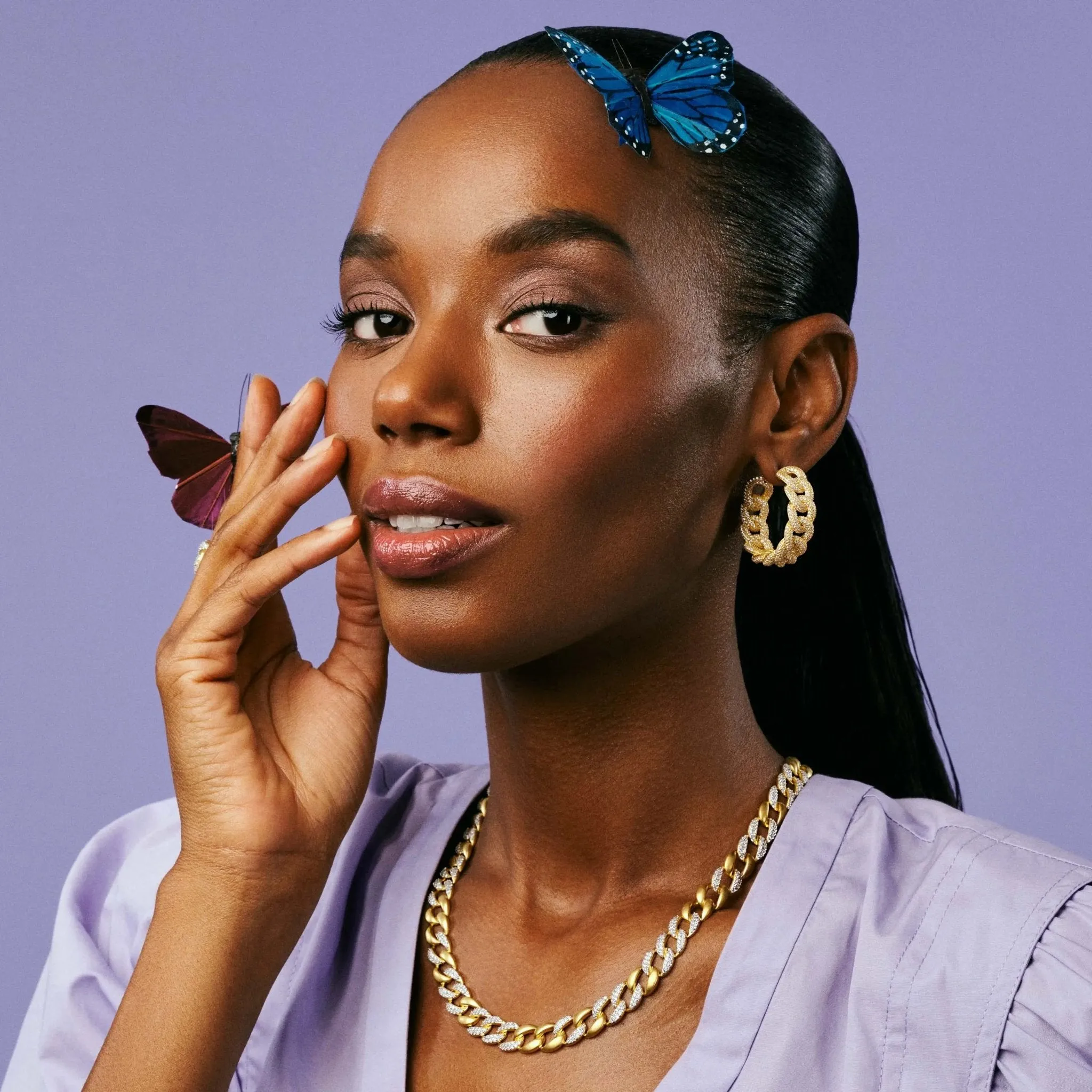 Pav?? All Over Chain Link Hoop Earrings